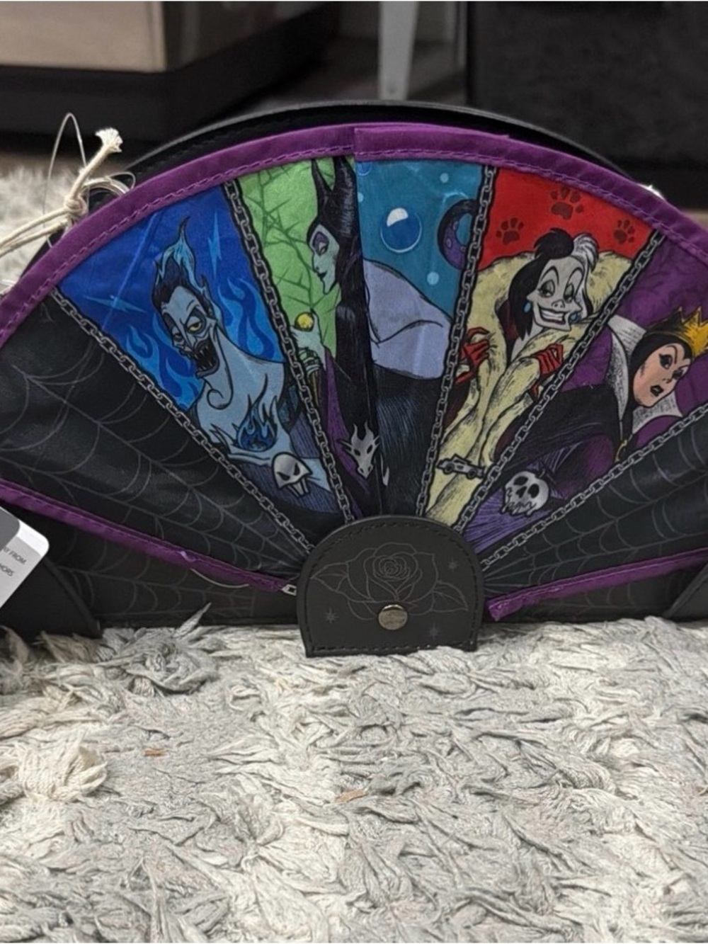 Loungefly Disney Villains Fan Clutch in Purple, Black, Blue, Green, Red